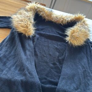 Cardigan With Fake Fur Collar